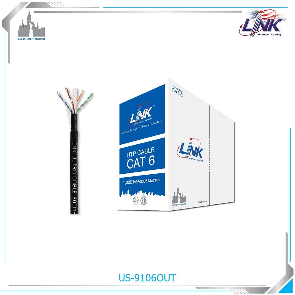CAT 6 UTP ULTRA, PE OUTDOOR w/Filler, 23 AWG (Double Jacket) Black 305 M./Pull Bx.